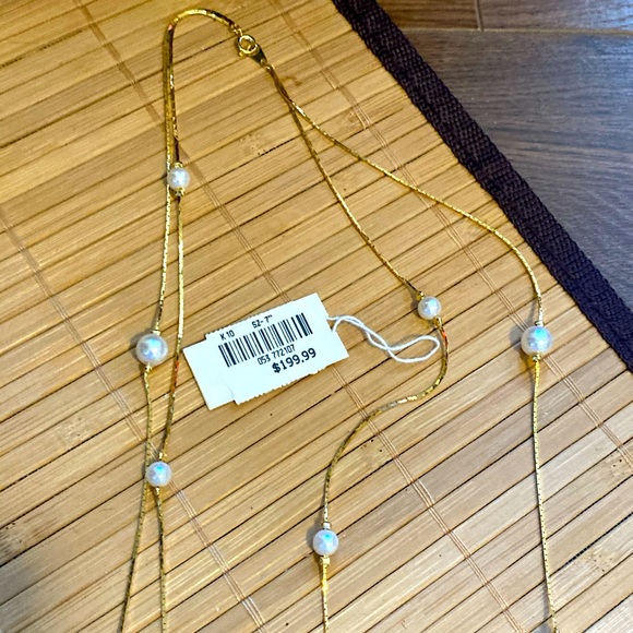 Long double strand gold and Pearl necklace - Picture 2 of 6